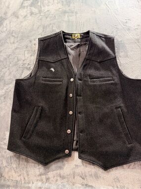 Men's Black Wool Button Vest by Wyoming Traders